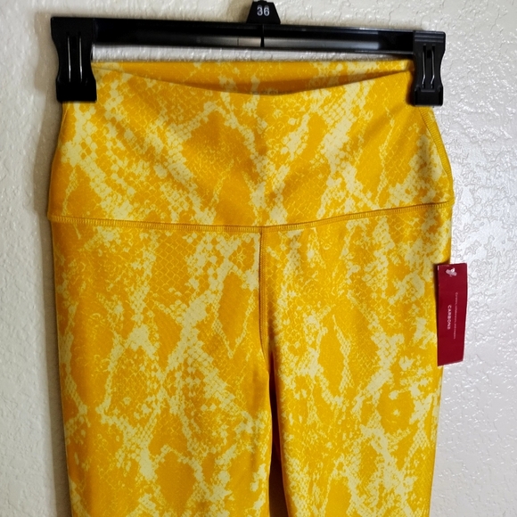 NWT Carbon 38 Yellow Snake Skin Print Leggings sz S - Picture 3 of 7